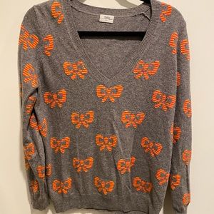 Madewell Wallace Gray Bow Print Sweater S